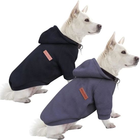 Pull En Polaire Pour Chien Grandes Tailles - Col Haut Chaud - Hiver, Taille 3XL Bleu