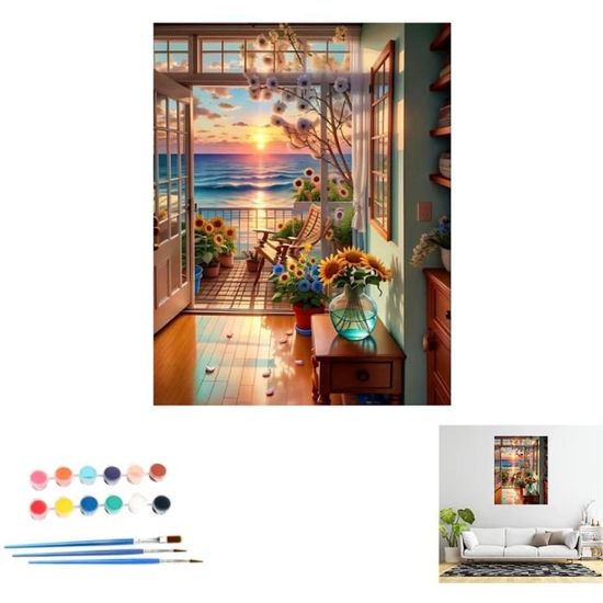 Kit Peinture Par Numéros Éléphant 40x50 Cm - Loisir Créatif Pour Adultes Et Enfants, Déco Murale