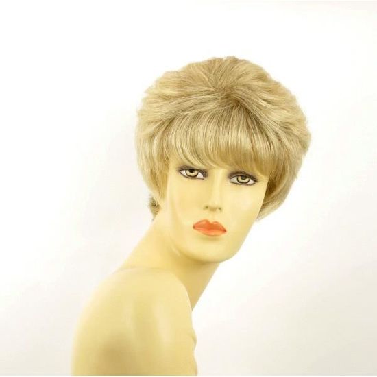 Perruque Femme Courte Et Bouclée - Blond Méché Très Clair - Modèle MATHILDE - Taille Moyenne