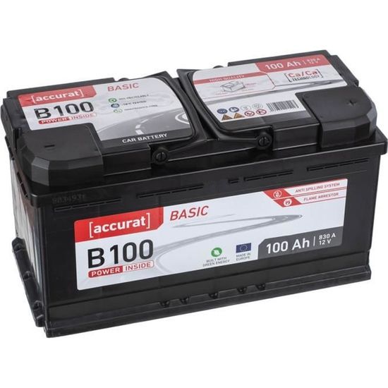 Accurat 12 V Batterie Auto 100Ah 830A Batterie à cellule humide (+ droit)  B13 voiture 353 x 175 x 190 m