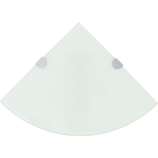 Étagère D'Angle En Verre Trempé Blanc 250 Mm - Supports Chromés XXL Pour Salle De Bain, Cuisine Ou Chambre - Fixation Murale Solide