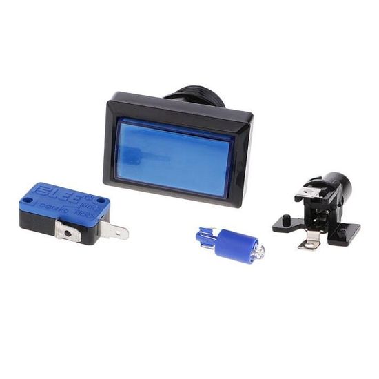 Pièces de rechange Bouton-poussoir de jeu rectangulaire 49x33, 12V, interrupteur à bouton-poussoir lumineux avec micro-interrupteur for jeux vidéo d'arcade, blanc, 1 pièce