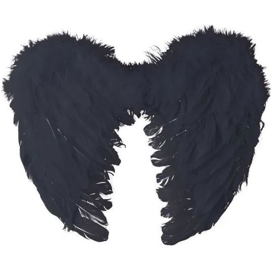 Ailes d'ange en plumes noires - PTIT CLOWN - Halloween - Adulte - Noir - 40 x 32cm