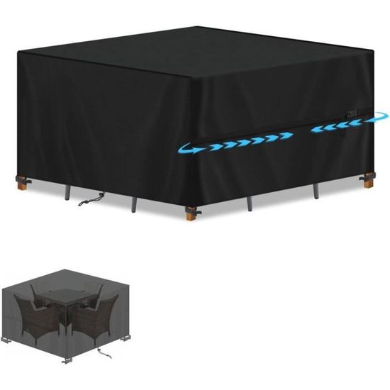 Housse De Protection Pour Table De Jardin 160x90x75 Cm - Oxford 420D Imperméable, Anti-UV, Avec Cordon De Serrage