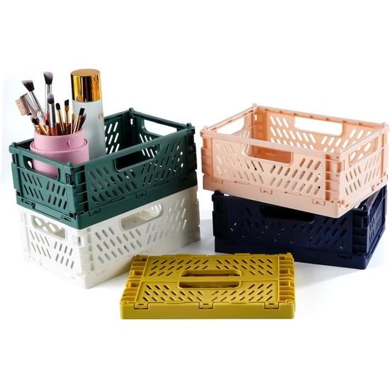 Lot De 6 Cagettes De Rangement Pliables En Plastique - 15x9,8x5,7 Cm - Couleurs Pastel - Pour Tiroir, Bureau, Cuisine