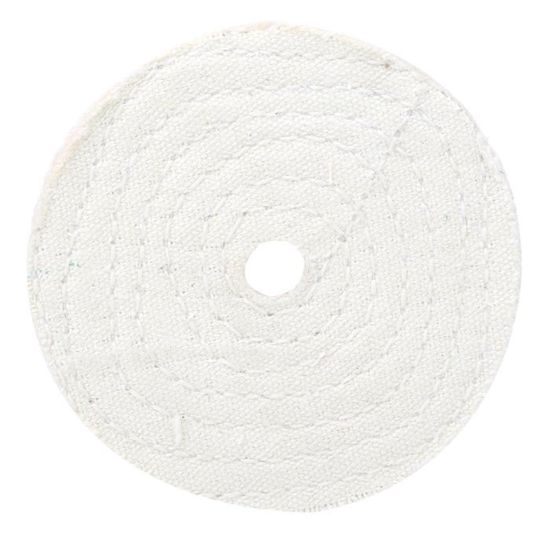 Roue De Polissage Coton Cousue En Spirale - Diam. 50-200mm, Pour Métal, Bois, Plastique - Jaune/Blanc - 8