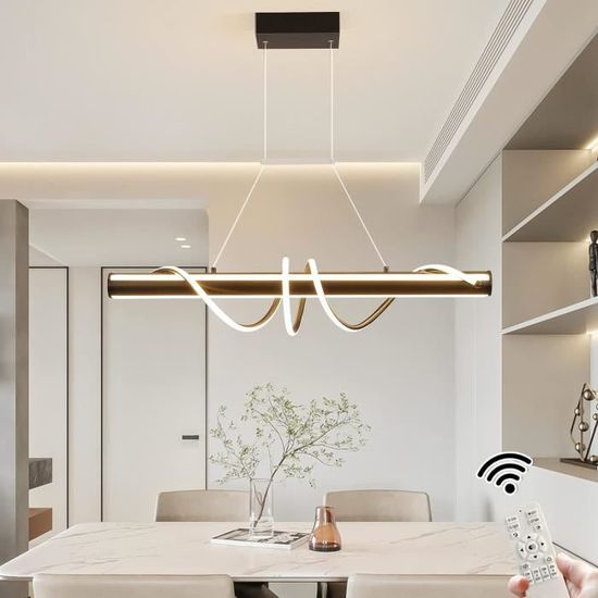 SENFAY Suspension Luinaire LED table à anger noir Suspension diable