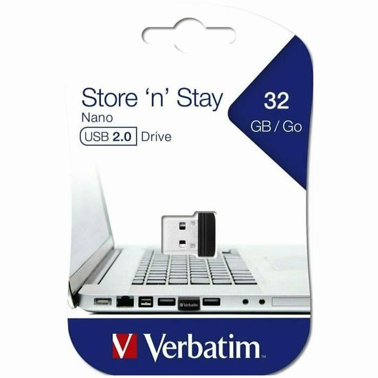 VERBATIM Clé USB Store 'n' Go Nano - 32 Go - USB 2.0 - avec Micro USB Adapter
