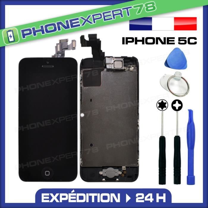 Écran complet iPhone 5C noir assemblé