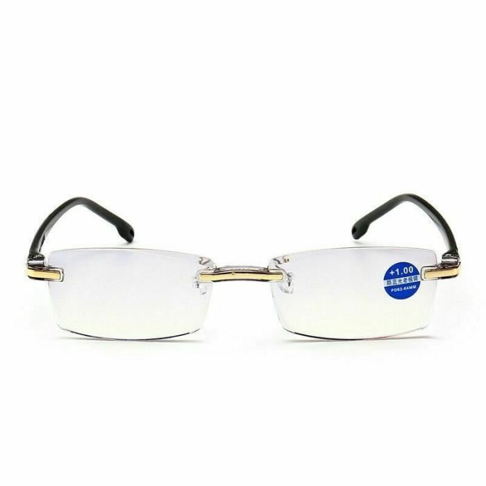 Lunettes de Vue Lecture Presbyte Dioptrie +4.00 anti- lumiere bleue sans monture hommes noir