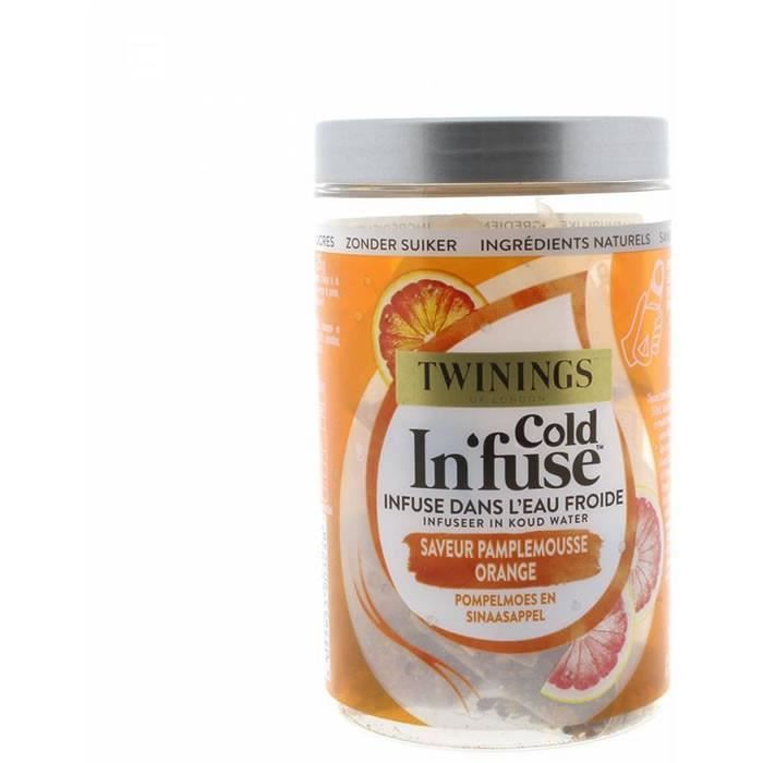 LOT DE 4 - TWININGS Cold In'Fuse Infusion froide saveur PAMPLEMOUSSE ORANGE 10 Sachets