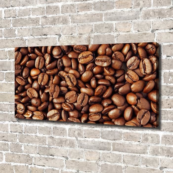 Tulup 140x70 cm art mural - Image sur toile:- Nourriture boissons - Grains De Café - Brun Vert Mixte