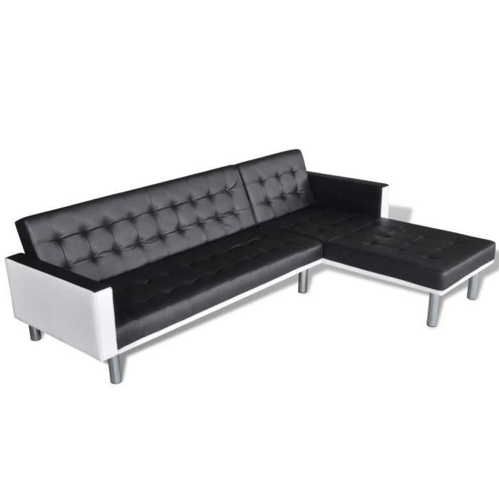 Star Market® Canapé Contemporain Sofa - Canapé-lit d'angle Canapé convertible - - Cuir synthétique Noir #78886