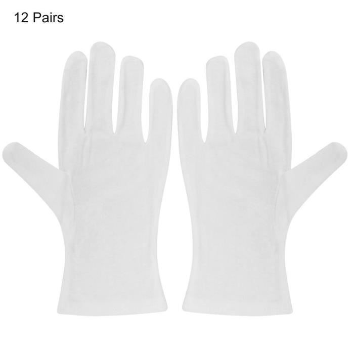 Fafeicy Gants en coton agricoles 12 Paires Gants de Protection de Coton pour Usage des Travaux Ménagers Agricoles Industriels(Blanc