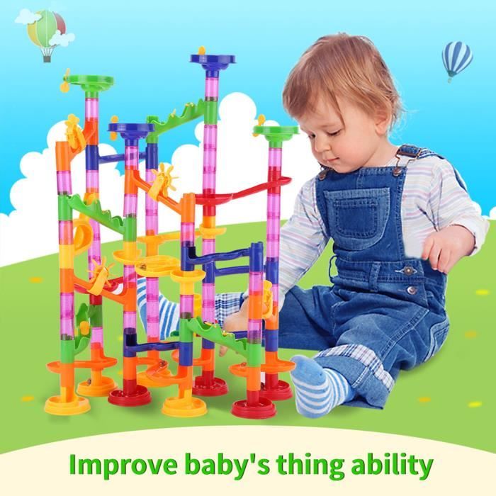 Toboggan et Circuit à billes pour Enfant 105 pièces Jeu créatif Construction Eveil Enfant-HB044