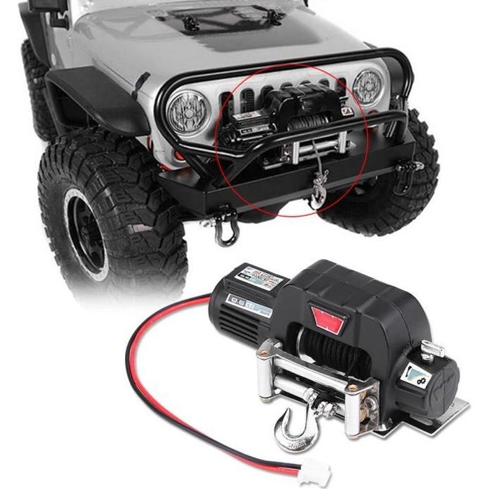 ARAMOX treuil en métal RC Treuil électrique en métal de voitures d'escalade de chenille de 1:10 RC pour SCX10 D90 D110 TF2 TRX4