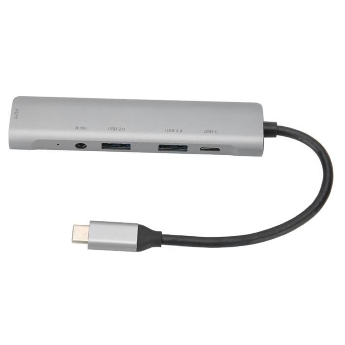 Drfeify Hub USB Hub de type C vers HDMI 3.0 Station d'accueil 5 en 1 de type C avec convertisseur audio 4K HD pour Dell / HP