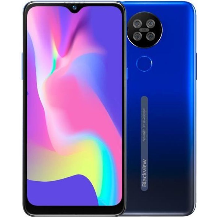 Smartphone 4G Blackview A80S 4Go + 64Go Écran 6.22 Pouces Octa Core Android 10.0 Téléphone Portable Débloqué 13MP Caméra - Bleu