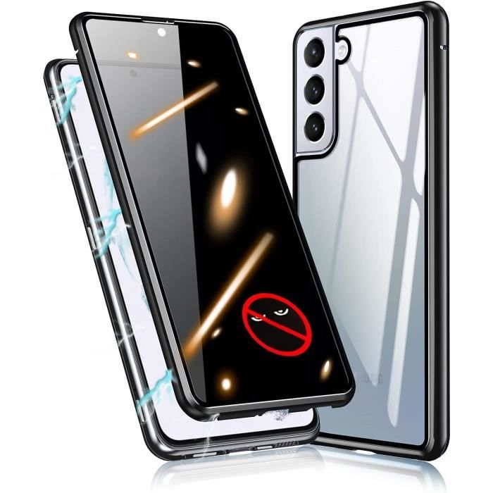 Coque Samsung Galaxy S22 Anti Espion Magnétique Case Double Face Integrale Protection Cover - Noir(S22) Noir