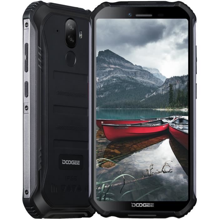 Telephone Portable Incassable, DOOGEE S40 Pro Smartphone Débloqué, 5.45” HD, 4Go+64Go, 4650mAh, Caméra AI 13MP + 2MP - Noir