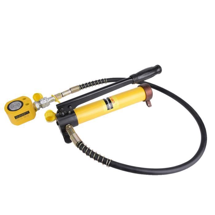 Vérin Hydraulique, Vérin Hydraulique 10T Ultra-mince+Pompe Hydraulique Manuelle Stoke 11 mm Mini Vérin Hydraulique de Voiture