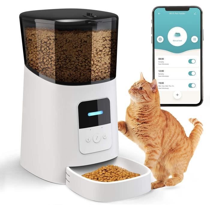 LEXLIFE 6L Distributeur croquettes Automatique pour Chien Chat - 15 repas par jour - Distributeur Nourriture avec contrôle APP