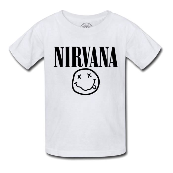 T-shirt Enfant Nirvana Logo Smiley Wasted Rock Grunge 90's Musique