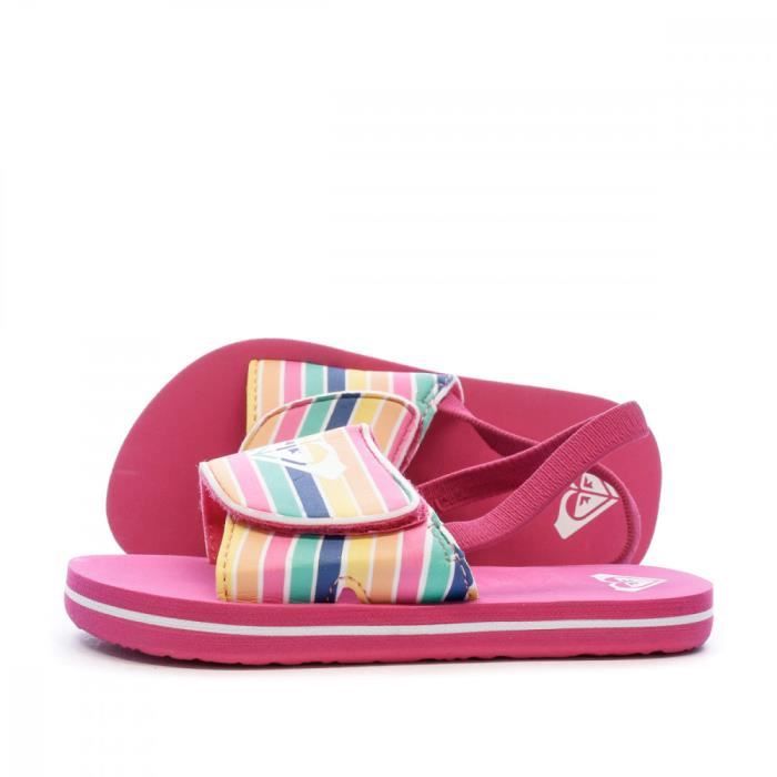 Claquettes Rose/Rayures Bébé Roxy Finn