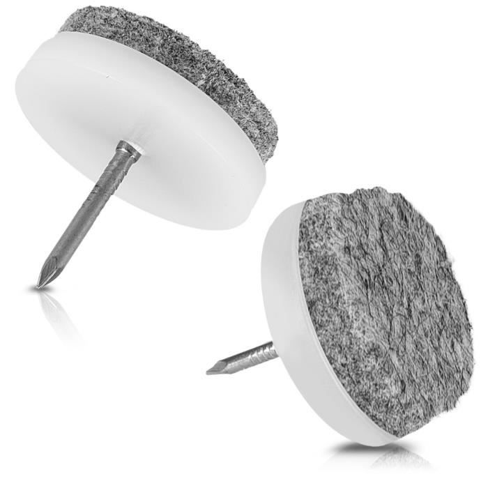 Navaris Patins à clou en feutre - 20x Patin rond Ø24 mm à clouer pour pieds de chaise table tabouret meuble - Protection du sol plan