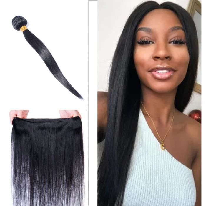 Tissage Naturel Pour Cheveux Tissage Bresilien Un Lot Lisse Extension Raide Tissage Naturel Cheveux Humain (Noir Naturel, 22 Pouces)