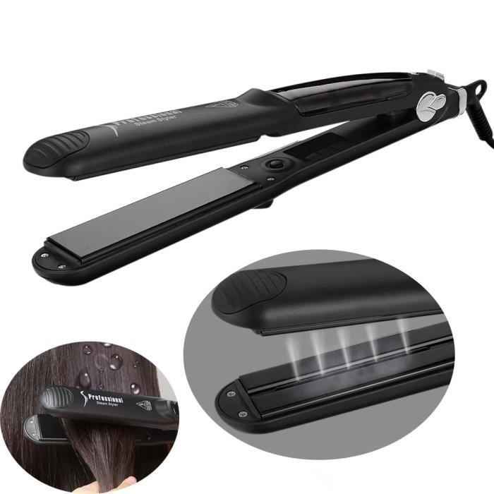 lisseur vapeur Cheveux,Fer à Lisser Professionnel Fers Chauffe Rapide Styling Outils céramique plaques longues