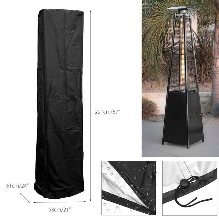 TEMPSA Housse Protection Couverture imperméable Cour Chauffage pour patio Heat 221x53x61cm