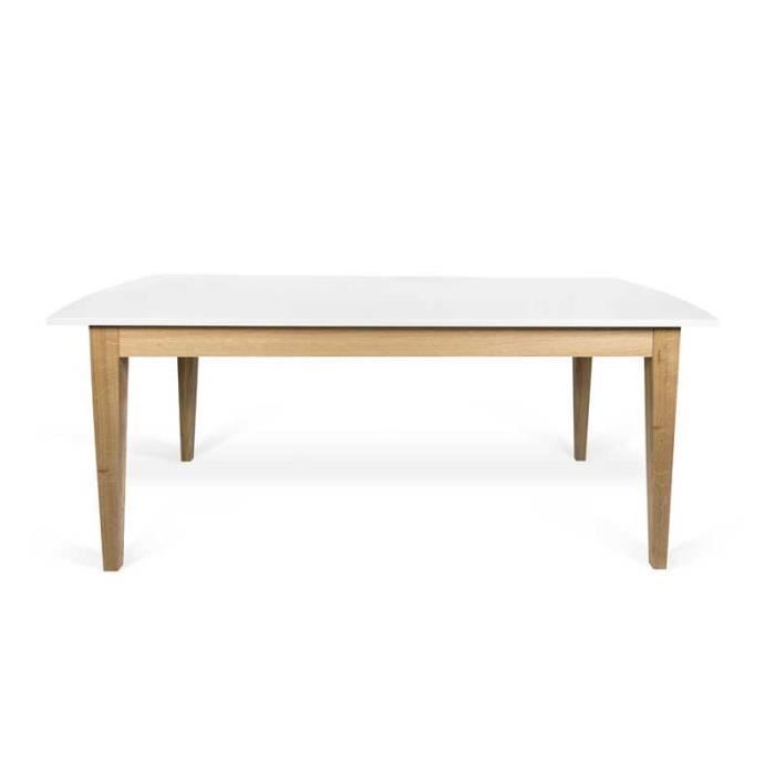 Table de repas à allonge Blanc/Chêne clair - COMER - L 190/260 x l 90 x H 75