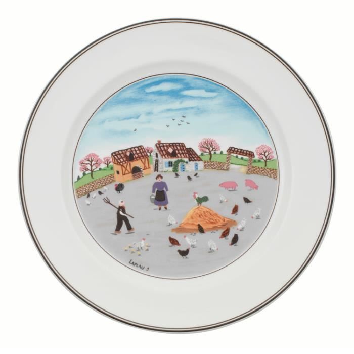 Assiette plate en porcelaine ronde D.27cm DESIGN NAIF - Basse cour