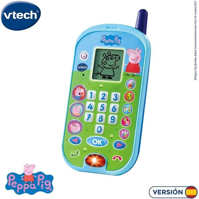 VTech - El teléfono de Peppa Pig, Móvil electrónico interactivo, Voces de todos los personajes de la