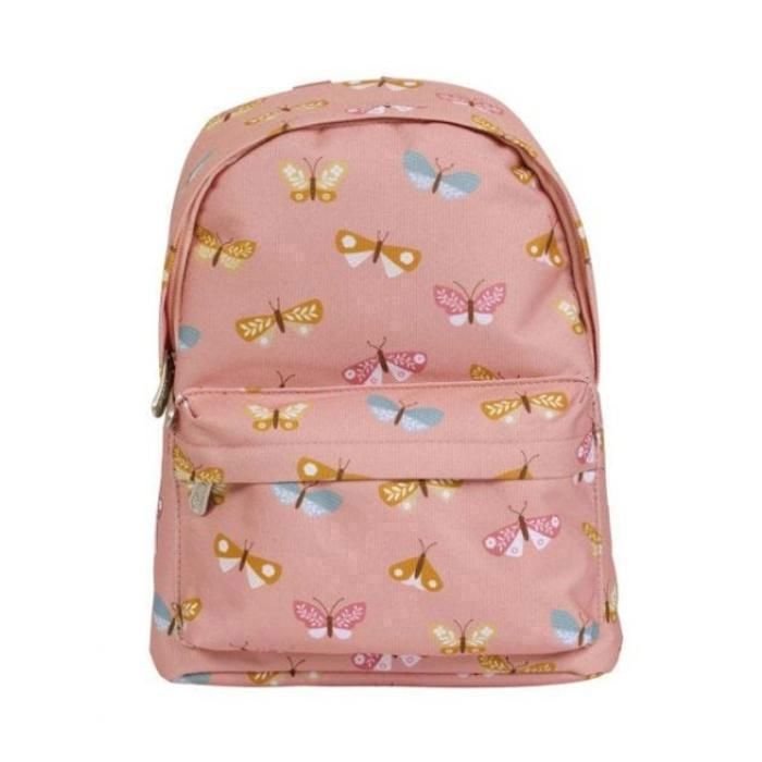 Sac à dos - A LITTLE LOVELY COMPANY - Petit cartable papillons - Rose - 100% polyester - 55 L
