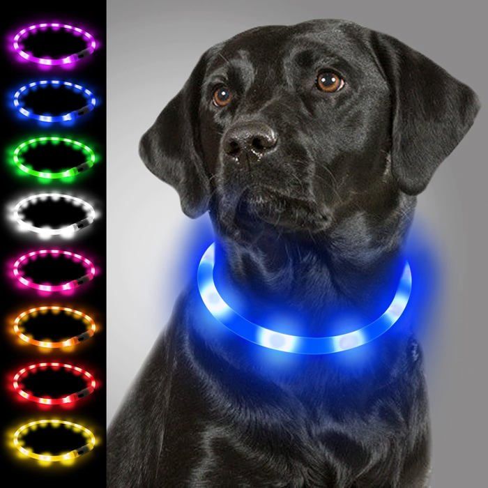 Comparer les prix de Collier Lumineux pour Chiens, Collier de Chien LED Rechargeable USB, Clignotant Collier de Sécurité Réglable Bleu