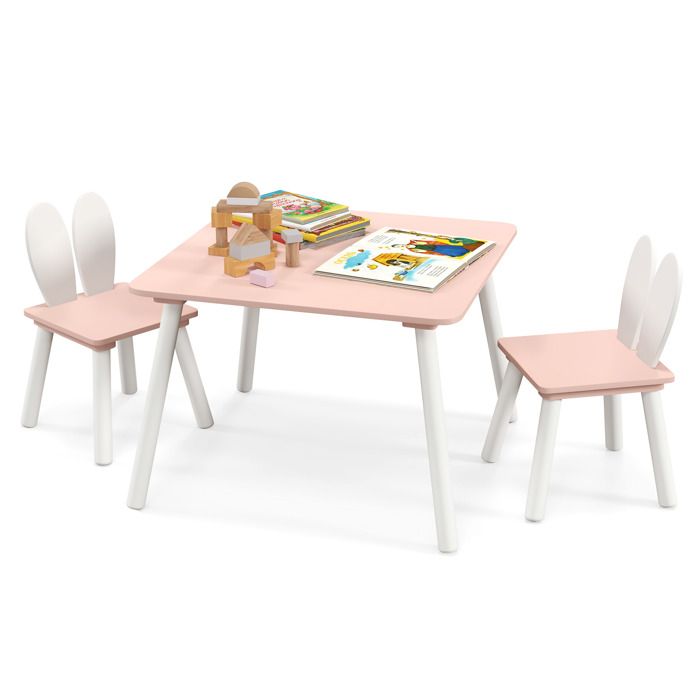 COSTWAY Table et 2 Chaises Enfants 3-6 Ans en Forme Lapin Chaises Ergonomique pour pour Jouer Dessiner Manger Rose COSTWAY Table et 2 Chaises Enfants 3-6 Ans en Forme Lapin Chaises Ergonomique pour pour Jouer Dessiner Manger Rose