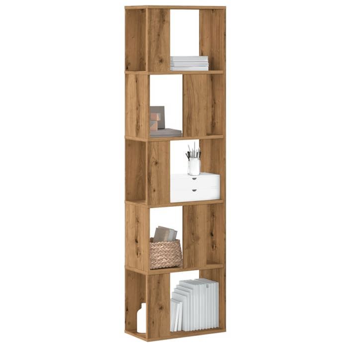 vidaXL Bibliothèque 5 niveaux chêne artisanal bois ingénierie étagère étagère à livres support de livre armoire de 852788
