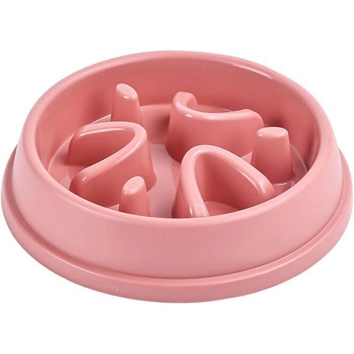 Gamelle pour animaux de compagnie à alimentation lente antidérapante empêche le renversement - Rose
