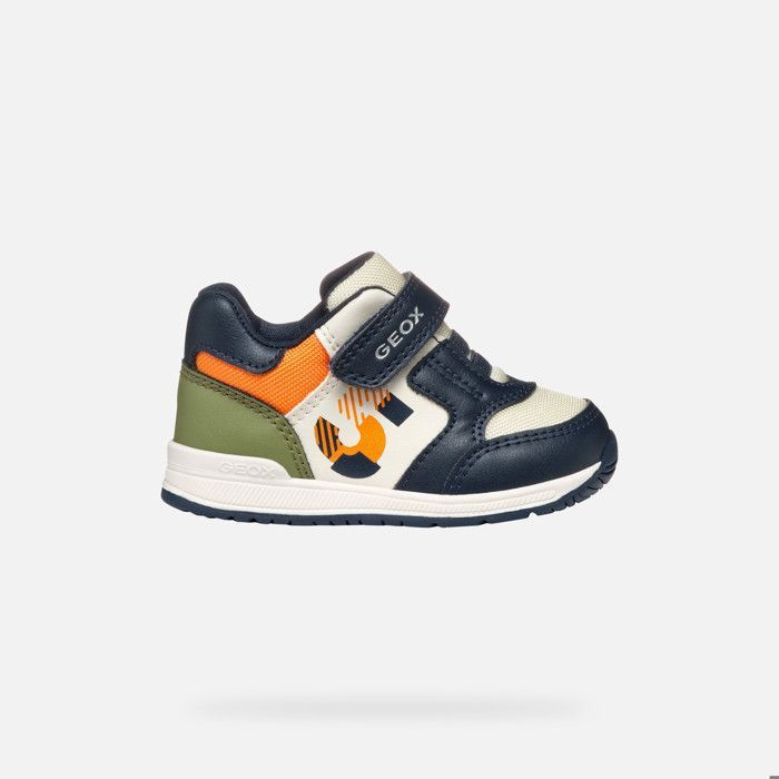 Geox GEOX Rishon A — Baskets bébé garçon bleu marine  Sneakers premiers pas scratch semelle Flexy