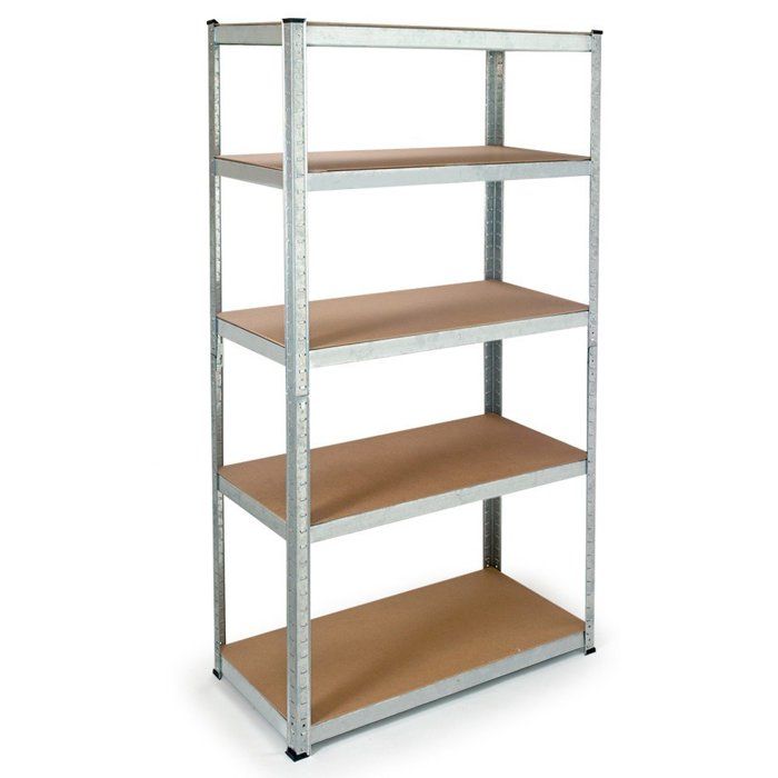 Etagère modulable en métal pour charges lourdes EURO VANADIUM 90 x 180 x 30 cm 875 kg gris et bois 5 plateaux MDF