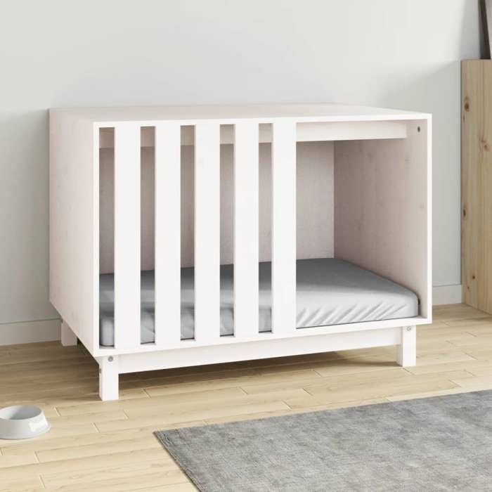 RemiseNiche pour chien - Animaux - Blanc 90x60x67 cm Bois de pin massif JILIMAISON2025 9513182