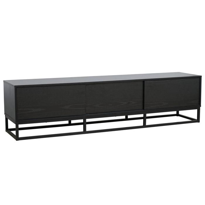 Meuble TV 3 portes rectangulaire L180 cm noir Jasper - Oviala Meuble TV 3 portes rectangulaire L180 cm noir Jasper - Oviala