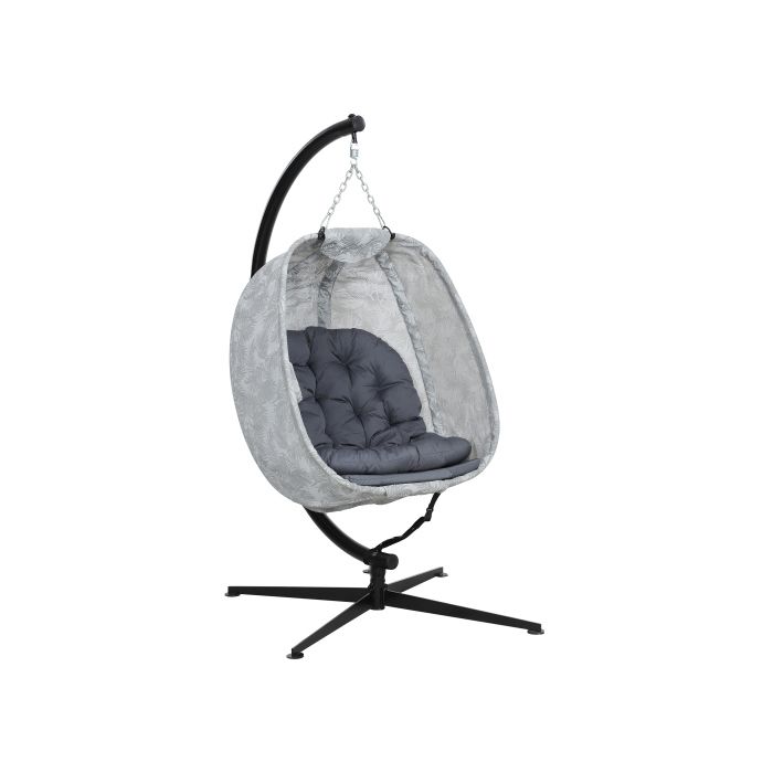 ®Rising FF Fauteuil suspendu dextérieur balançoire pliable avec support et coussin dassise gris