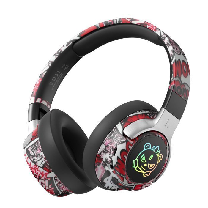 Casque Bluetooth Aureox SY-T12 Rouge – Son Hi-Fi Éclairage RGB 15h autonomie confort pliable