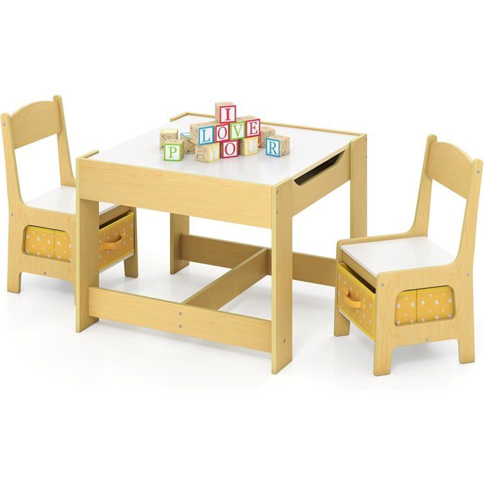 COSTWAY 4 en 1 Table Enfants avec 2 Chaises en Forme d'Eléphant, Table et Chaises en Bois avec Tableau Amovible, Espace de Rangement, Bureau pour Dessiner Jouer, Charge 30kg pour 3-6 Ans COSTWAY 4 en 1 Table Enfants avec 2 Chaises en Forme d'Eléphant, Table et Chaises en Bois avec Tableau Amovible, Espace de Rangement, Bureau pour Dessiner Jouer, Charge 30kg pour 3-6 Ans