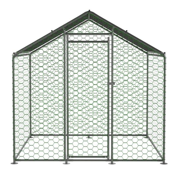 Poulailler 2x2x2m Argent Serrure Sécurité Toile PE Imperméable Enclos Métal Extérieur Poules Lapins Poulailler 2x2x2m Argent Serrure Sécurité Toile PE Imperméable Enclos Métal Extérieur Poules Lapins
