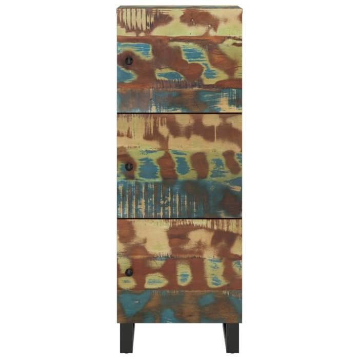 Multicolore Armoire haute - SOLOMOON - BUFFET DE SALON - et tiroir 60x33x100 cm - bois massif récupération/fer FR3336
