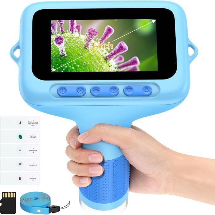 Microscope numérique LCD 4,3, grossissement 50X-1000X, microscope USB pour enfants adultes avec 8 lumières LED réglables, compatible avec Windows/Mac